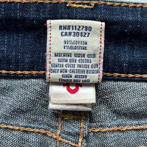 True Religion Cuffed Skinny Jeans Low Rise Dark Wash Flap Button Pockets size 29 - Picture 12 of 14